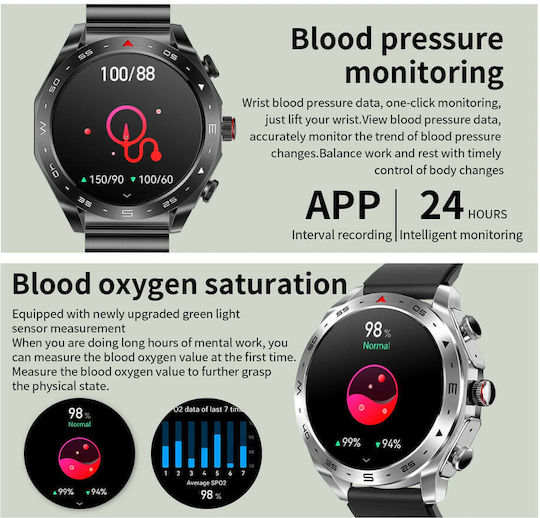 Microwear K95 Smartwatch με Παλμογράφο (Μαύρο)