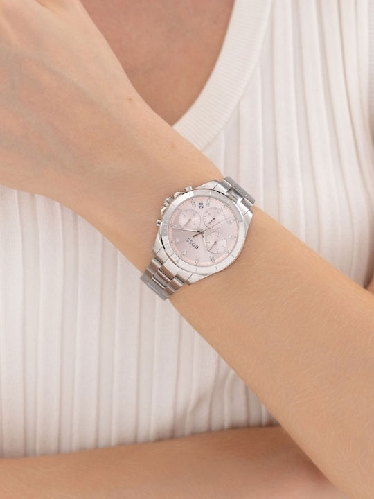 Boss Alley Women's Watch 36mm Chronograph Battery with Silver Stainless Steel Bracelet