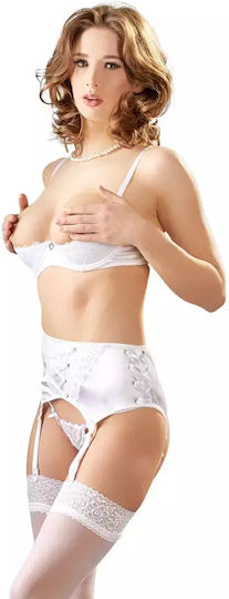 Cottelli Collection Sexy Σετ Εσωρούχων με Δαντέλα & Ζαρτιέρες Λευκό 3τμχ