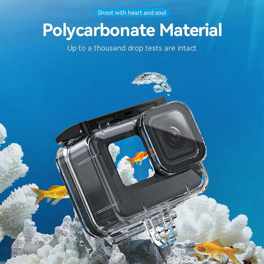 Husă Protectoare Impermeabilă Cameră Video Sport Compatibilă GoPro Hero 13 12 11 10 9 Neagră Policarbonat Transparent