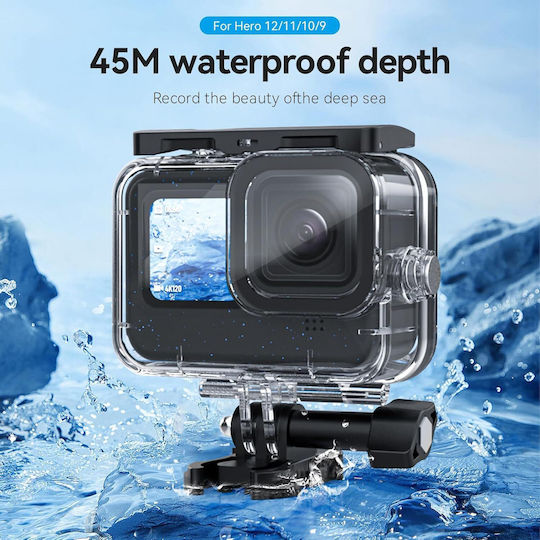 Husă Protectoare Impermeabilă Cameră Video Sport Compatibilă GoPro Hero 13 12 11 10 9 Neagră Policarbonat Transparent