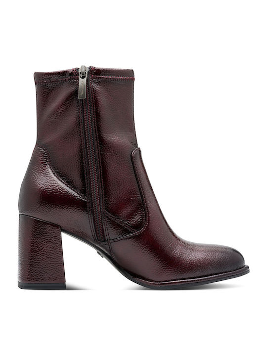 Stiefeletten Damen aus Lackleder Burgundisch
