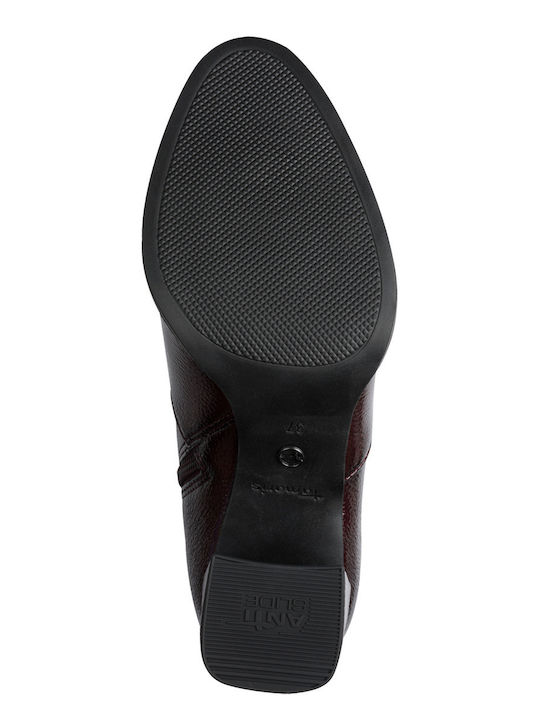 Stiefeletten Damen aus Lackleder Burgundisch