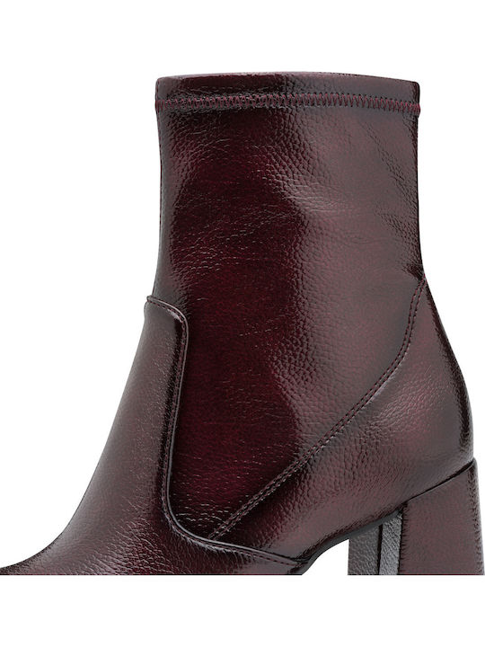 Stiefeletten Damen aus Lackleder Burgundisch