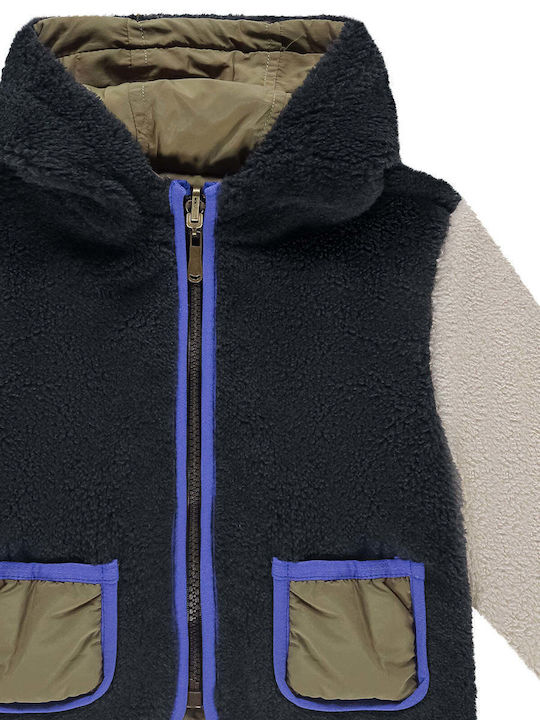Kids Cardigan Fur with Hood Multicolored