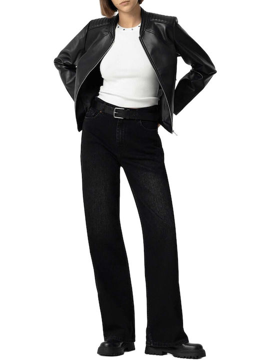Women's Biker Jacket for Winter Black