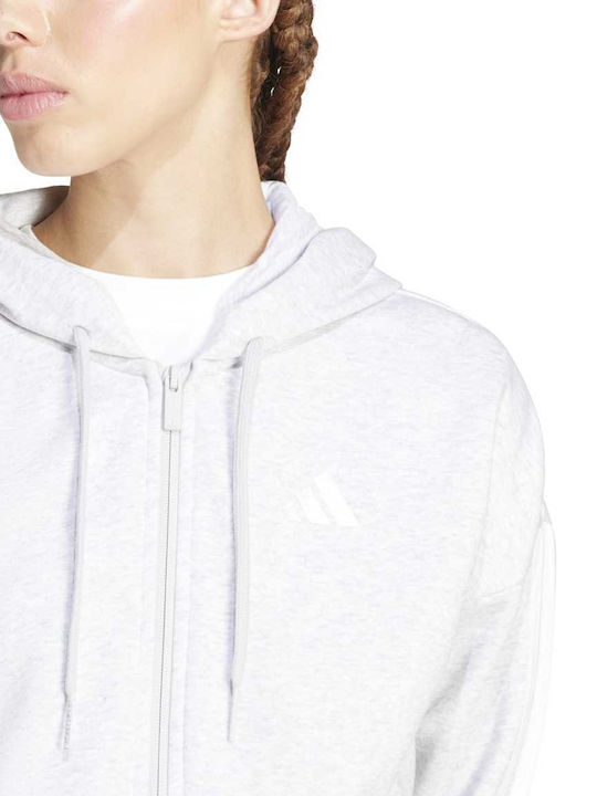 Essentials 3-stripes Women's Sweatshirt Jacket Hooded Gray