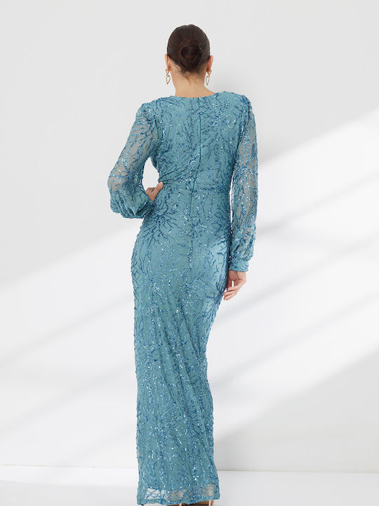 Maxi Dress for Wedding Christening Light Blue