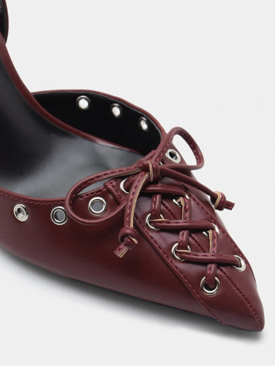 Pointed Toe Burgundy Heels with Strap