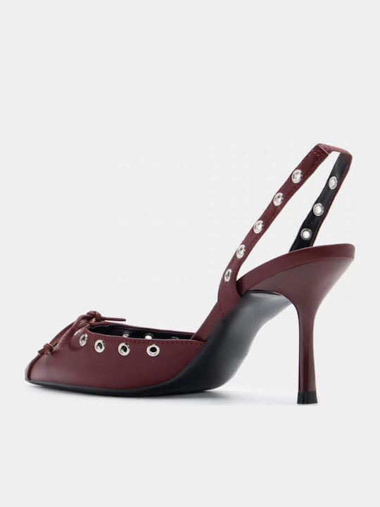 Pointed Toe Burgundy Heels with Strap