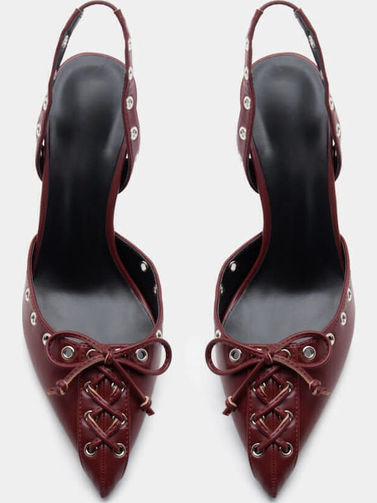 Pointed Toe Burgundy Heels with Strap