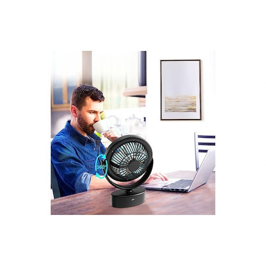 Smart Portable Camping Fan Usb Charging Bright Led Light Black