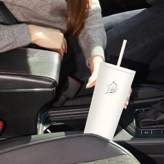 Cool'NMore Ποτήρι Θερμός Ανοξείδωτο BPA Free 600ml Λευκό με Καλαμάκι