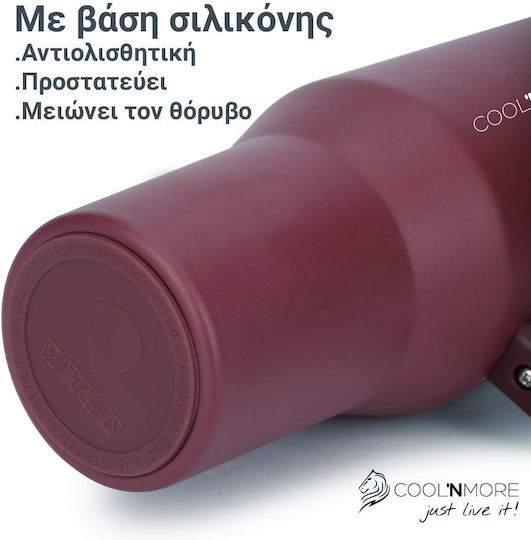 Cool'NMore Handled Tumbler Thermos Stainless Steel BPA Free 1lt Cranberry with Straw and Handle