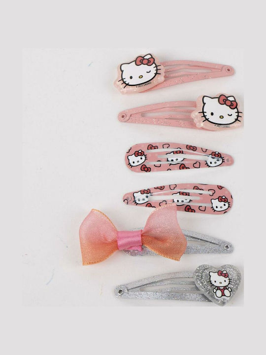 Hello Kitty Set Kids Hair Clips with Bobby Pin Figure in Pink Colour 6 Pieces