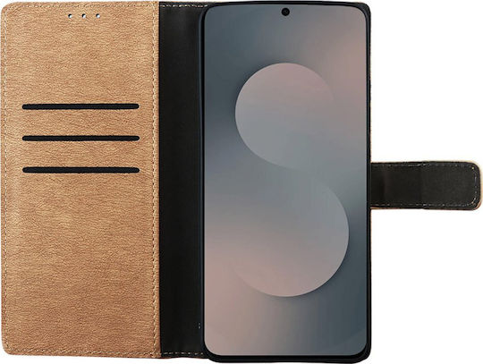 Volte-Tel Book Piele Artificială / Silicon Auriu Galaxy S25 FE