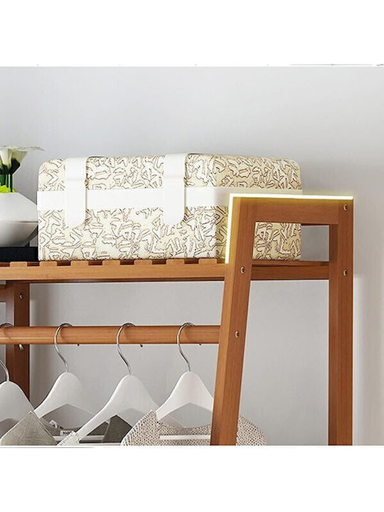 Floor Garment Rack made of Wood Brown 140cm