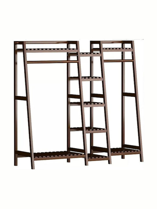 Floor Garment Rack made of Wood Brown 140cm
