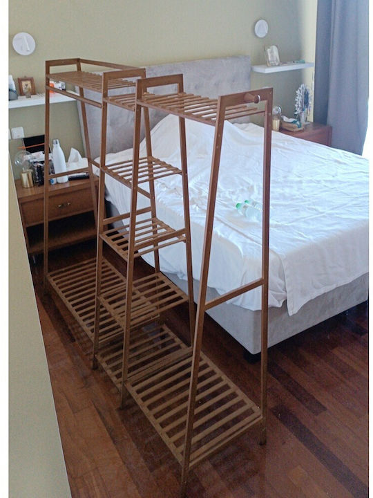 Floor Garment Rack made of Wood Brown 140cm