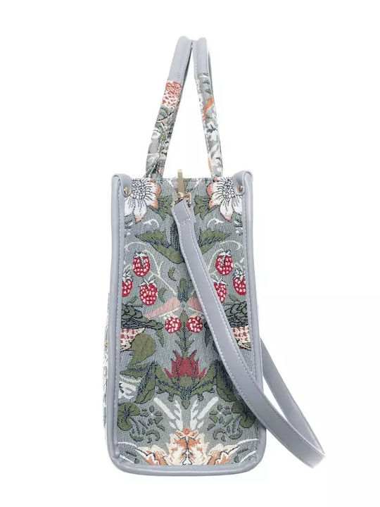 City Γυναικεία Tote Τσάντα από Συνθετικό Δέρμα Strawberry Thief Grey