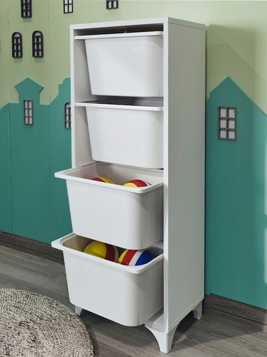 Storage Drawers Kayra I Made of Plastic & Wood with 4 Drawers L45.3xW29.7xH116.3cm