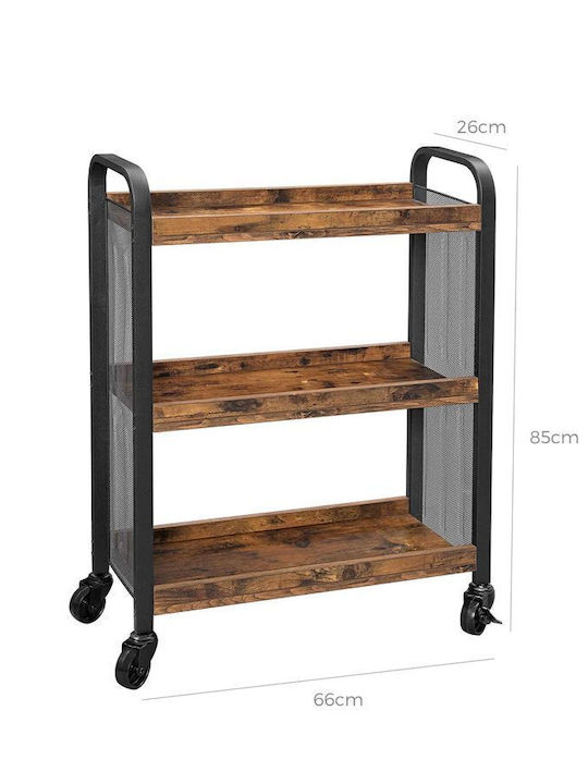 Vasagle Wooden Kitchen Trolley 3 Tiers Brown 66x26x85cm