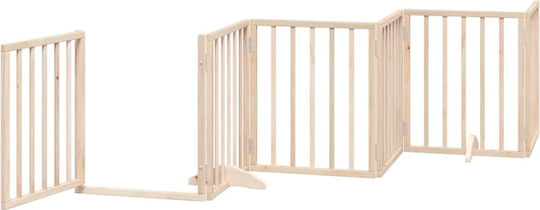 Dog Gate Foldable 6 Panels 300cm Poplar Wood Natural 352173