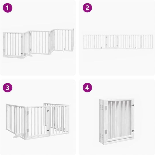 Vidaxl Dog Gate Foldable 6 Panels 300cm Poplar Wood White