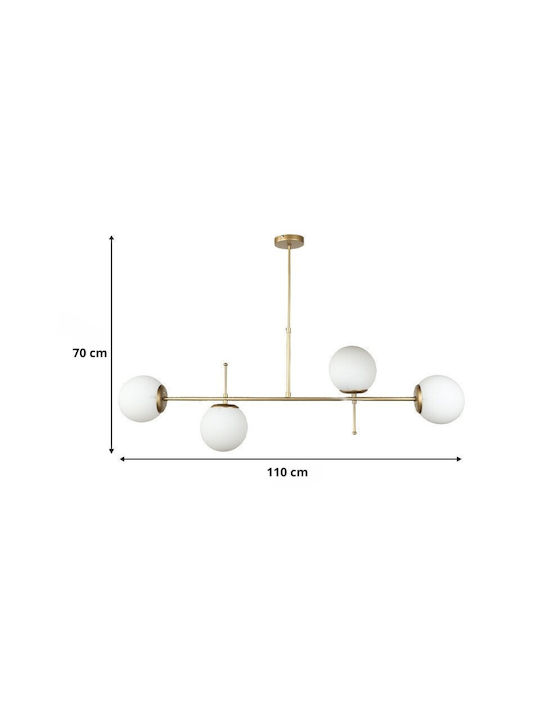 Megapap Lura Ceiling Mount Light 110cm Gold with Socket E27