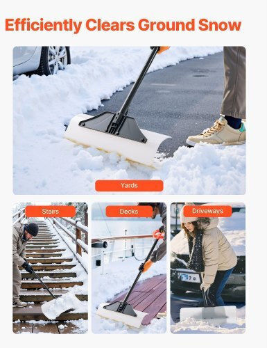 Vevor Plastic Snow Pusher Shovel 24in Heavy Duty Winter Snow Plow Driveway