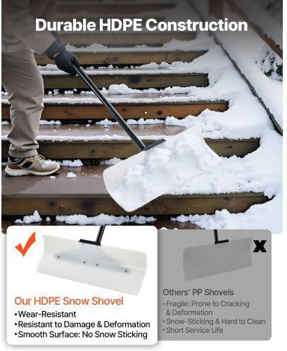 Vevor Plastic Snow Pusher Shovel 24in Heavy Duty Winter Snow Plow Driveway