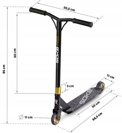 Soke Kinderroller Klappbar Pro 2-Rad Schwarz