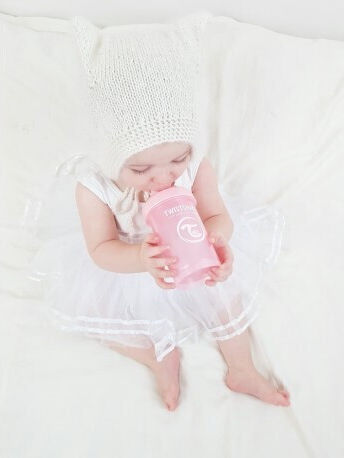 Twistshake Mini Cup Εκπαιδευτικό Μπιμπερό Σιλικόνης με Λαβές Ροζ για 4m+ 230ml