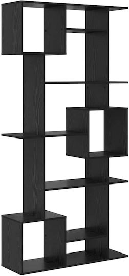 Kids Wooden Bookcase Black 92x29x188cm
