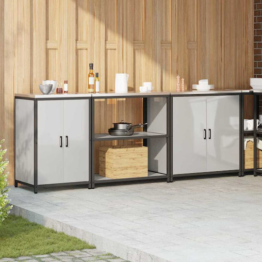 Vidaxl Kitchen Storage Set Rack Other 3 Pcs Silver 210 x 50 x 92 cm