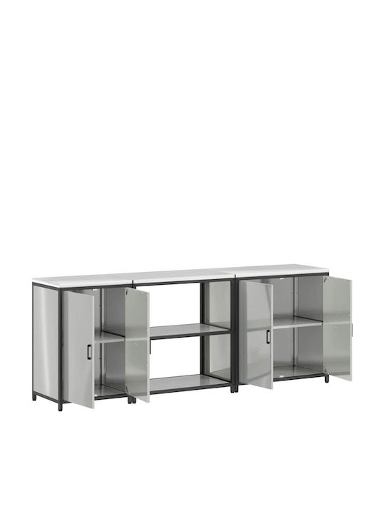 Vidaxl Σετ Αποθήκευσης Κουζίνας Ράφι Άλλο 3 Pcs Ασημί 210 X 50 X 92 Εκ