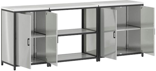 Vidaxl Kitchen Storage Set Rack Other 3 Pcs Silver 210 x 50 x 92 cm
