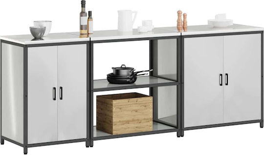 Vidaxl Kitchen Storage Set Rack Other 3 Pcs Silver 210 x 50 x 92 cm