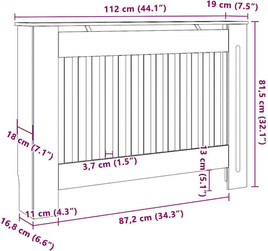 Vidaxl Капак за радиатор 2 броя Черен 112 X 19 X 81.5 см