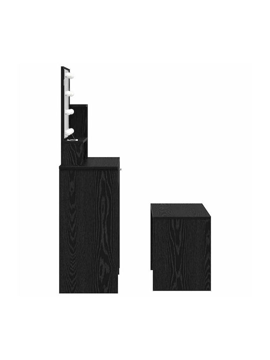 Masă De Toaletă De Podea Din Lemn Stejar Negru Cu Oglindă 86.5x35x136cm