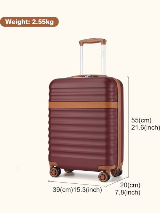 Miss Lulu Μεσαία Βαλίτσα Ταξιδίου Σκληρή Burgundy And Brown με 4 Ρόδες Ύψους 66εκ.