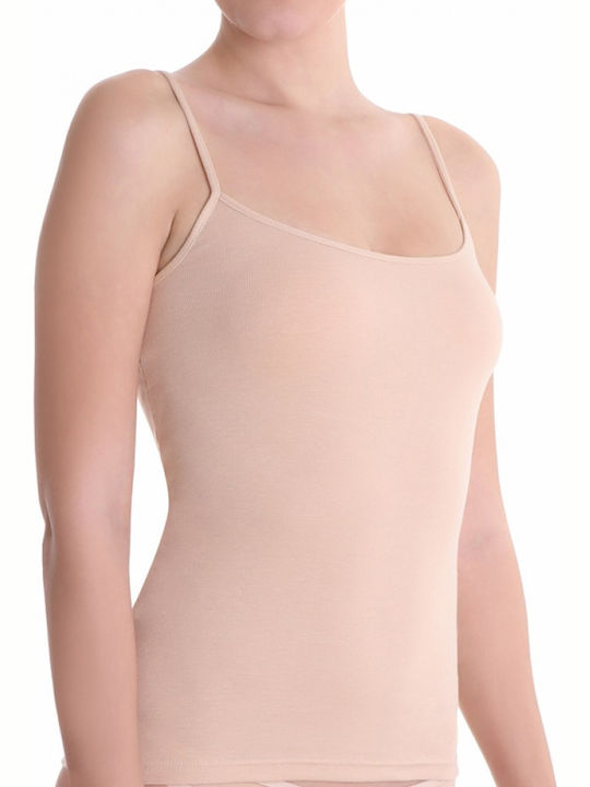 Simply You Women's T-Shirt with Spaghetti Strap Beige 2Pack