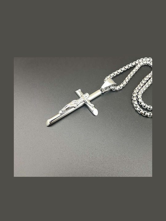Legend Accessories Men's Cross with the Crucified from Steel with Chain