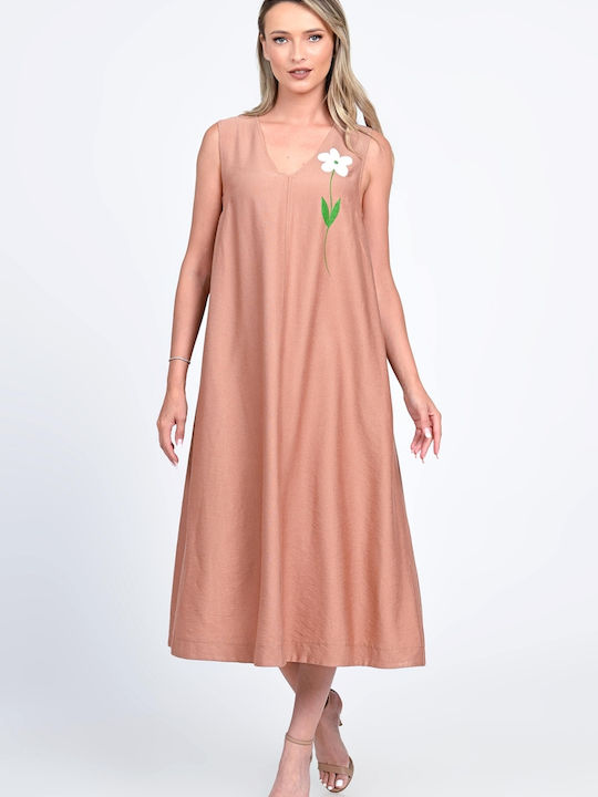Sommer Midi Damenkleid Beiges