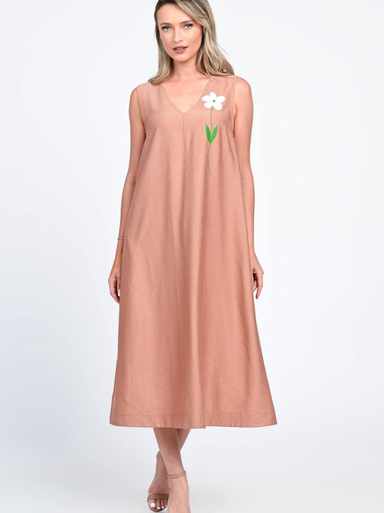 Sommer Midi Damenkleid Beiges