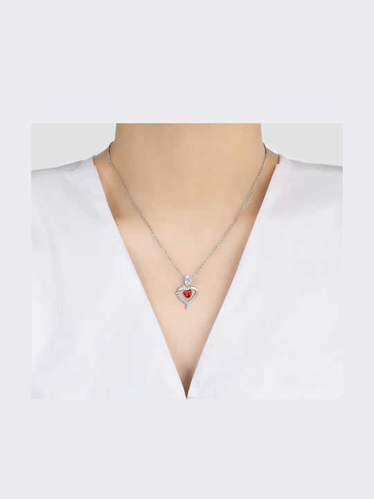 By Queen Κολιέ S925 Flower Love Red