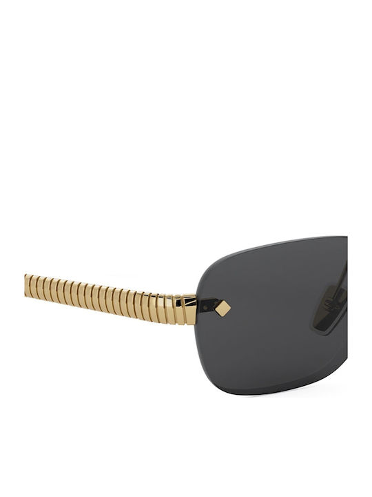 Bvlgari Unisex Sonnenbrille mit Gold Metall Gestell und Schwarz Linse