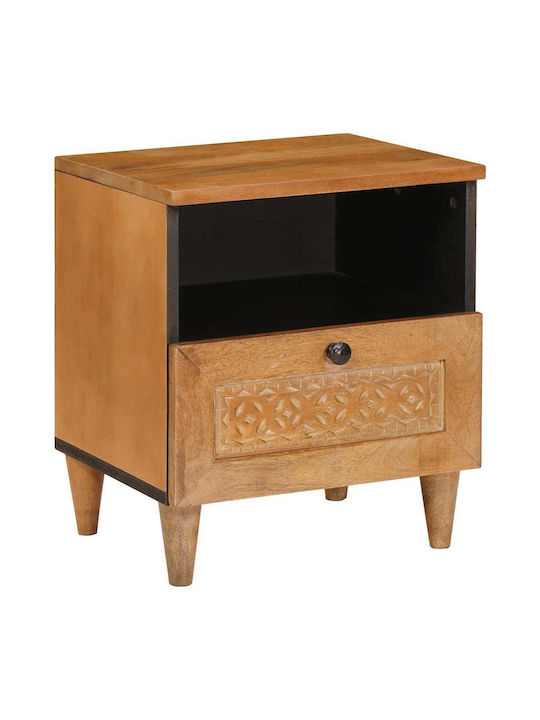 Bedside Table Made of Solid Mango Wood 40x33x46cm