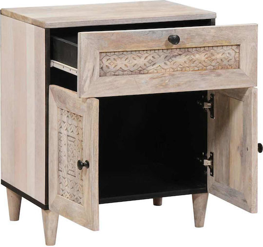 Bedside Table Made of Solid Mango Wood 50x33x60cm