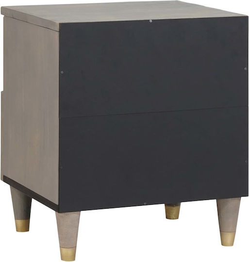 Κομοδίνα από Μασίφ Ξύλο μανγκο 2τμχ 40x33x46cm